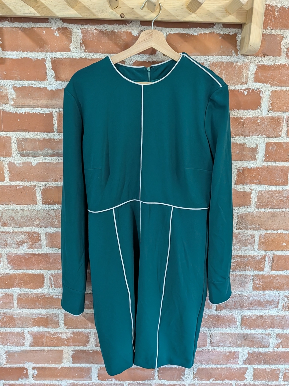 Alexia Admor Teal Long-Sleeve Dress with White Piping